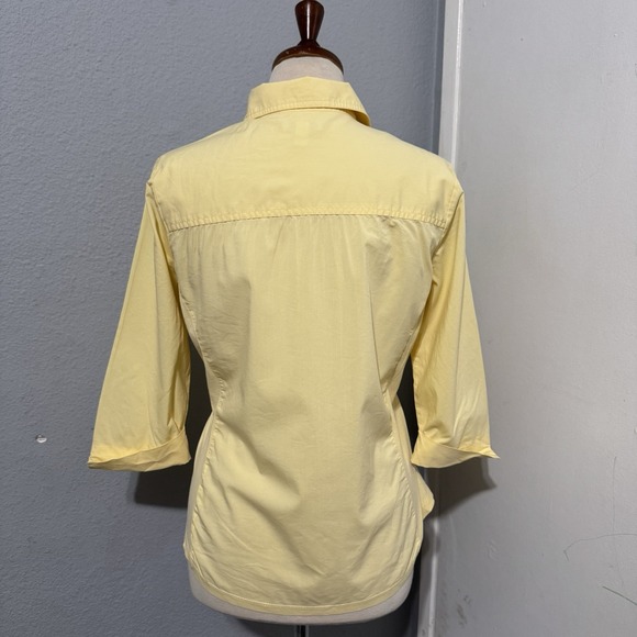 Croft & Barrow Women Y2K Yellow 3/4 Sleeve Button-Down Shirt S Business Casual - Picture 5 of 11